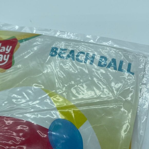 Play Day Beach Balls Set of 2 Red White Plastic Blow Up - Picture 5 of 6